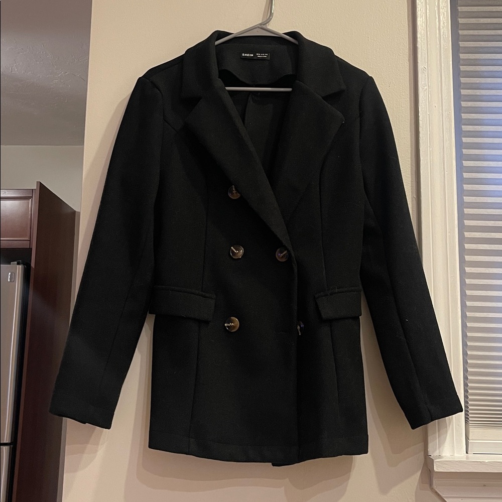 Black Double-Breasted Pea Coat